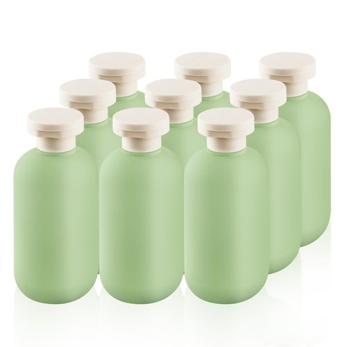 DMuuuDM 9 Pcs 6.8 oz Plastic Squeeze Bottles with Flip Cap,Empty Refillable Travel Shampoo Bottle Containers for Creams, Lotion,Body Wash, Conditioner,Silicone Funnel Included-Green