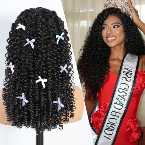 BVH Deep Wave Lace Front Wigs Human Hair Pre Plucked 13x6 HD Transparent Lace Frontal Wigs Human Hair 200% Density (Black, 26IN)
