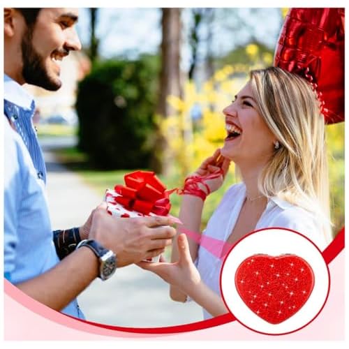 Red Heart Shaped Compact Mirror for Purse,1x/2x Magnification Cute Travel Mirror with Glitter,2.76 inch Double-Sided Mini Folding Mirror,Small Pocket Mirror for Gift,Travel Essentials