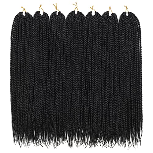 Crochet Box Braids Hair pre looped Goddess Box Braids Crochet Braiding 7 Packs 3x Crochet Hair (14 inch, 1B)