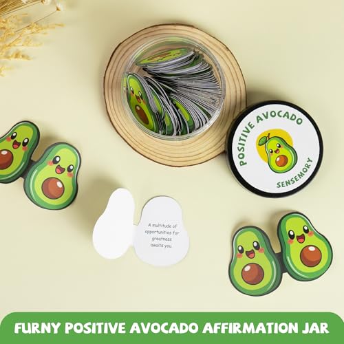 60 Pcs Positive Avocado Affirmation Cards Jar, Funny Emotional Support Avocado Gift for Teen Girls, Inpirational Gifts for Women, Tween Girls, Teen Girl Gifts Trendy Stuff