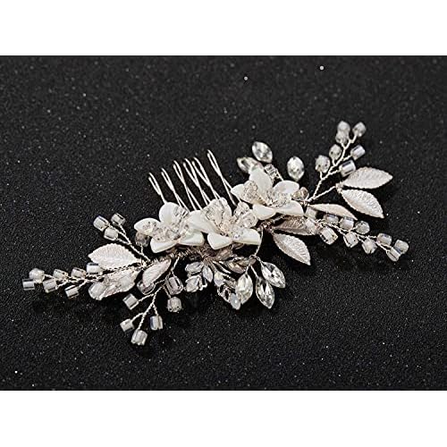 SWEETV Wedding Hair Comb Clip Bridal Crystal Wedding Hair Accessories for Brides and Bridesmaid, Silver