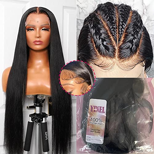 Straight Human Hair Lace Front Wigs 13x4 HD Lace Front Wig Glueless Lace Front Wigs Human Hair Pre Plucked With For Woman With Baby Hair Hairline 150% Density Lace Front Wigs Brazilian Virgin Human Hair Wigs With Natural Black Hair£¨24 Inch)
