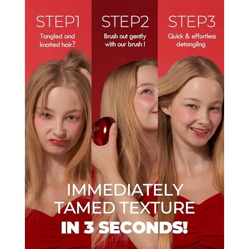 ReFa Heart Brush SHINE RED | Heart Shaped Detangler for Thick Hair | No Tangle Travel Brush for Women
