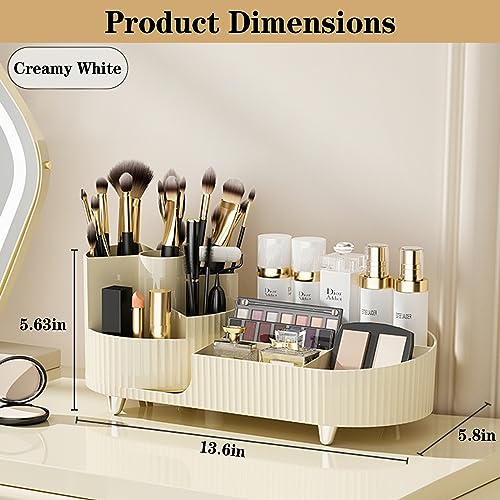 360¡Æ Rotating Vanity Makeup Organizer with Brush Holder, Large Spinning Cosmetic Storage for Skincare, Perfumes and Lotions
