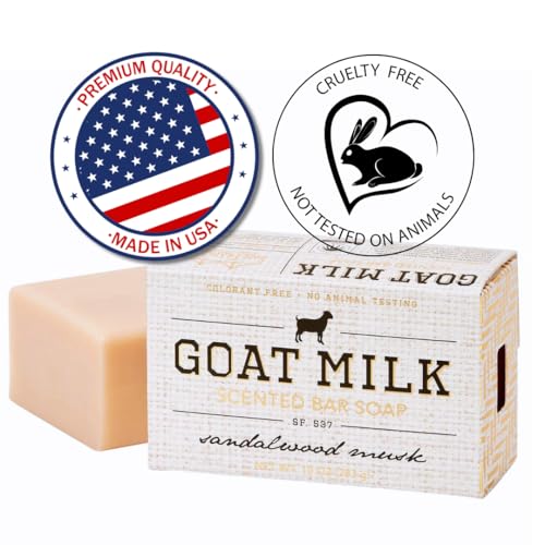San Francisco Soap Company Goat Milk Bar Soap | SANDALWOOD MUSK | Dye-Free Bar Soap | Enriched with Nourishing Goat Milk | Unisex Fragrance | 10oz