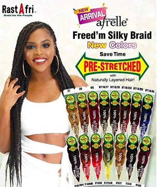 RastAfri Freed'm Silky Braid Pre-Stretched (Color #1B) (Pack of 6)