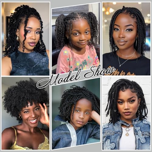 Afro Kinkys Bulk Human Hair 12 Inch 100g Nature Black Afro Kinky Curly Human Hair Bulk for Dreadlock Extensions, Micro Locs, Braiding Twists, Braids and Repair Locs(12 Inch, 1b#)
