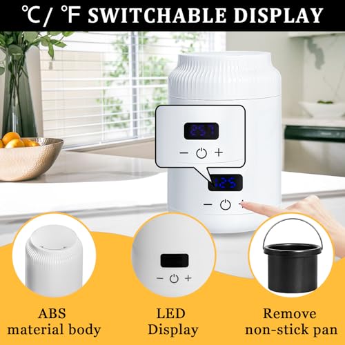 PODOY Mini Wax Warmer - Switchable Display, Portable for Hair Removal with 100 Wax Sticks, Non-Stick Waxing Kit for Women's Face and Body, Professional Melter Machine