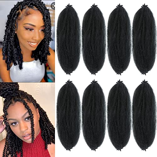 Parceria 8 Packs Afro Twist Hair Pre-Separated Spring Twist Hair 12 Inch Marley Twist Braiding Hair Soft Locs Crochet Hair Synthetic Hair Kinky Twist Hair for Women (12 Inch (Pack of 8), 1B#)
