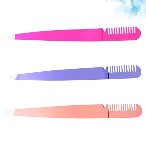 3pcs 2 1 Eyebrow Tweezers 2 in 1 Tweezer Comb Eyebrow Clamps Makeup Supplies Makeup Tools