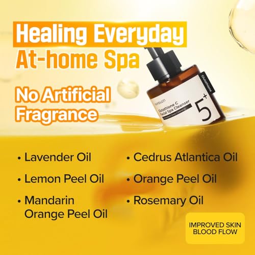 numbuzin No.5 Cleansing Oil | Glutathione C Facial Spa Cleanser | Gentle Cleanser for Blackhead, Pore, Makeup Remover | Vitamin C, Niacinamide | Double Cleansing, Korean Skincare | 6.76 fl. oz.