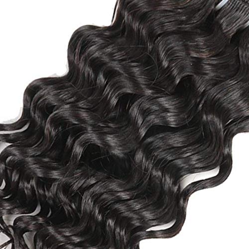 Brazilian Body Wave/Water Wave/Deep Wave/Funmi/Human Hair Bundles Unprocessed Human Hair Natural Black(Deep Wave, 14" 4 Bundles)