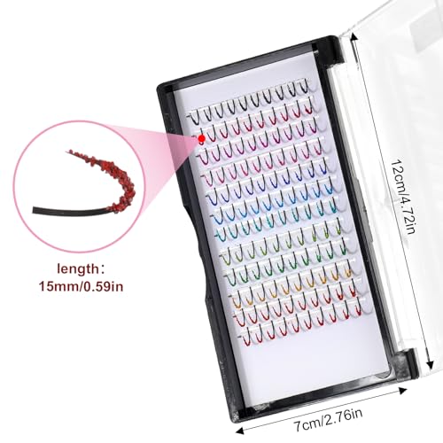 Glitter Lash Extensions, 120 Pcs 12 Colored Wide Individual Lashes Cluster DIY Eyelash Extensions Single Eye Lash Professional Supplies for Personal Makeup