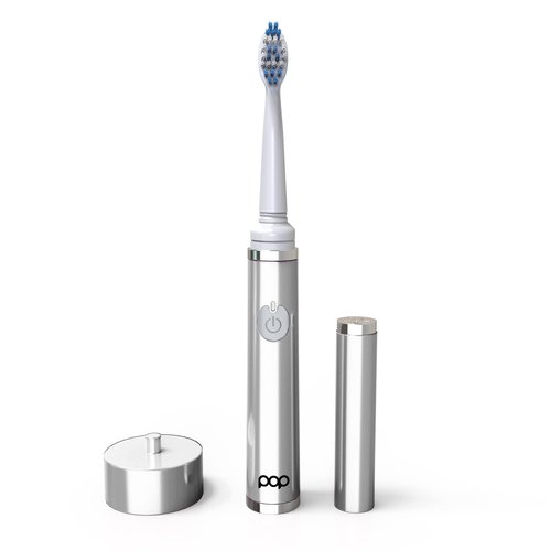 Pop Sonic The Ultimate Pro Toothbrush (Silver) | Rechargeable Tooth Brush w/Up to 40,000 Brush Strokes/Minute - Long-Lasting Dupont Nylon Bristles - for Teens & Adults w/Quadrant Pacer & Timer