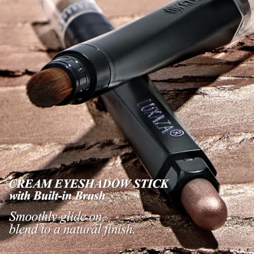 Neutral Eyeshadow Stick Makeup 6PCS Set, Brown Nude Metallic Shimmer Matte Cream Eye Shadow Palette Eyeliner Brightener Pencil Crayon, Halloween Makeup - BROWN CANYON