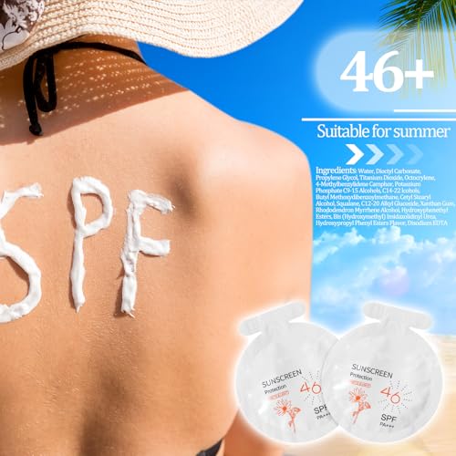 150 Pcs Sunscreen Bulk Mini Travel Size Sunscreen Packets SPF 46+ Summer Party Gifts for Women Girl