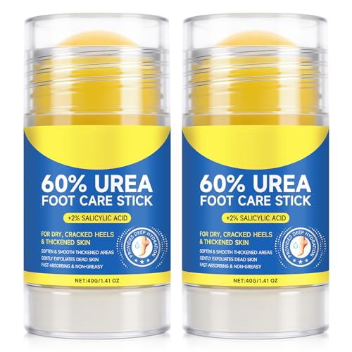 Urea Cream 60 Percent for Feet, 2% Salicylic Acid Urea Foot Cream for Cracked Heels and Dry Skin, Deep Moisturizing, Cracked Heel Repair Cream, Repairing Creams for Heels, Knees, Elbows & Hands (2)