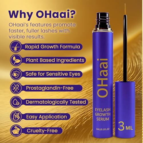 Prostaglandin-Free Eyelash Growth Serum for Thicker Longer Fuller Lashes, Lash Enhancing Serum, Lash Boost, Eyelash Lift, Vegan & Cruelty-Free for Sensitive Eyes, 3ml, 90-Day Supply