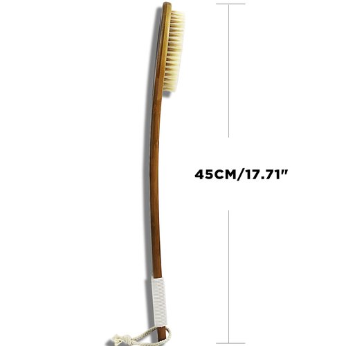 ICANdOIT-17.71Inch Natural Boar Bristles Anti-Slip Long Handle Bath Brush,Bent Handle Shower Scrubber for Exfoliating,Shower Back Brush,Exfoliation Set with Pumice Stone(2 Pack)