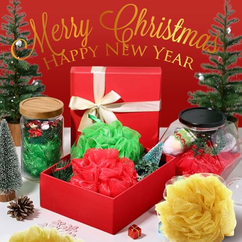 12 Pcs Thanksgiving Bath Loofah Sponge Orange Harvest Loofah Exfoliating Body Scrubber Shower Sponge 50g Mesh Shower Pouf Balls Gift Set for Women Men Bathing Accessories(Red,Green,Gold)