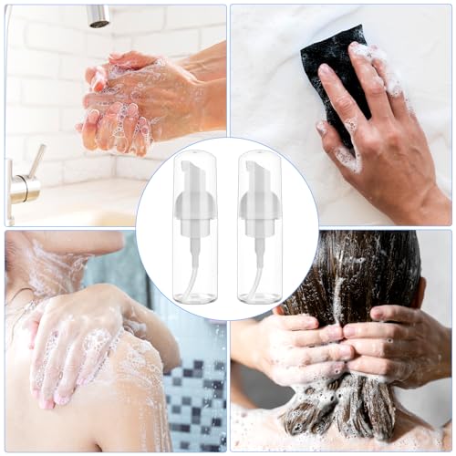 2 Pack Foam Pump Bottle Travel Small Size Mousse Foam Soap Dispenser Mini Empty Clear Plastic Foaming Soap Dispenser Refillable Pump Containers for Face Wash Lash Shampoo Skin Care 50 ml/1.7 oz