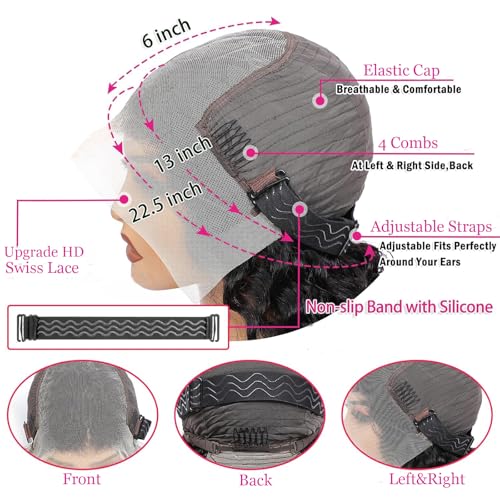 30 Inch Deep Wave Lace Front Wigs Human Hair 13x6 HD Transparent Deep Wave Lace Front Wigs for Women 200% Density Curly Lace Front Wig Pre Plcked Deep Wave Wigs with Baby Hair