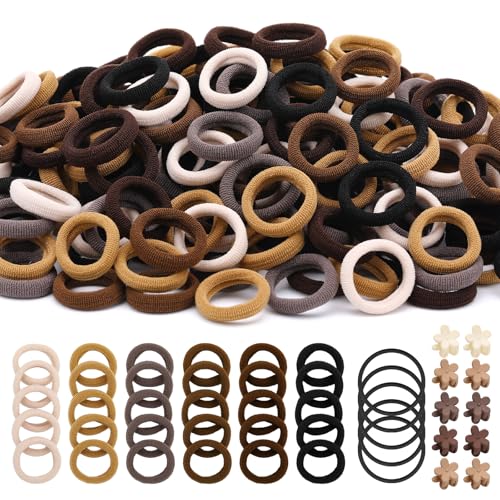 360PCS Soft Cotton Hair Ties for Toddlers & Baby - No Damage Elastics Seamless Ponytail Holders for Little Girls Daily Hair Accessories, Neutral Colors