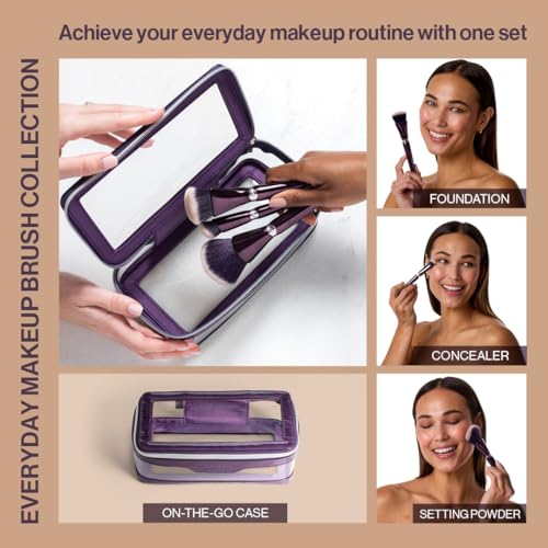 Anisa Beauty Starter Everyday Makeup Brush Set ? 3 Essential Brushes for Foundation, Concealer, and Powder Application ? Soft, Synthetic Fibers for Flawless, Streak-Free Finish