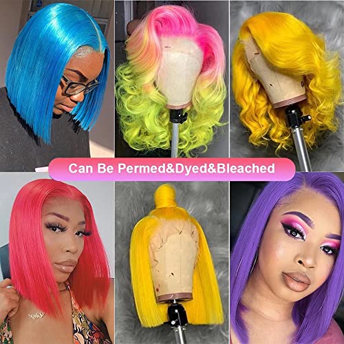 613 Blonde Short Bob Wig Human Hair 13X4 Lace Front Wigs with Baby Hair for Black Women Pre Plucked Straight Brazilian Virgin Hair Lace Frontal Wig 150% Density 12 Inch