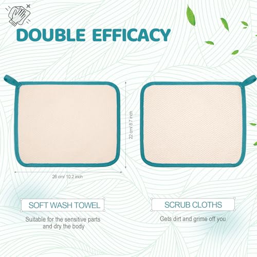 Tatuo 5 Pcs Exfoliating Face and Body Wash Cloths Towel Weave Bath Exfoliating Scrub Massage Bath Cloth for Women and Men, 10.63 x 9.05 Inch(Black Green Orange Blue Yellow Edge)