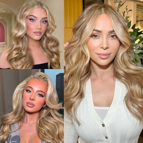 Blonde Lace Front Wig 13x4 Pre Plucked Synthetic Wig for Women Highlight Dirty Blonde Natural Looking Body Wave Cosplay Daily Party Use