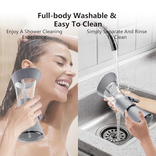 Manual Ear Wax Removal Kit - One-Hand Control Ear Cleaner Tool, Easy to Use Ear Irrigation Flushing System with Soft Silicone Tip for Effective & Safe to Clean Ear Built Up Wax Home Use(Gray)