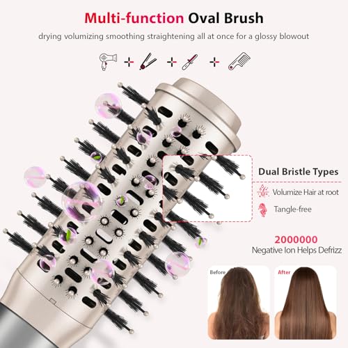 5 in 1 Hair Air Styler - Rotating Hair Dryer Brush 110000 RPM for Fast Drying & Hot-Air Automatic Wrap Curlers for Curling, Frizz-Free Blow Dryer Brush for Straightening Volumizing No Heat Damage