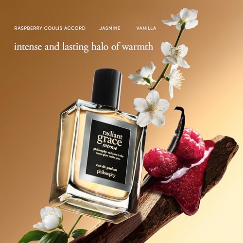 philosophy radiant grace intense eau de parfum- ambery floral women's perfume - with notes of raspberry, jasmine & vanilla - luxury perfume for women - long lasting fragrance