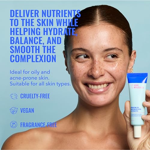 Good Molecules Hydrating Gel Moisturizer ? Lightweight Water-Based Gel, Fast-Absorbing Oil-Free Moisturizer for Oily & Combination Skin with Hydrating Electrolytes, Fragrance-Free Face Care
