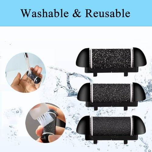 Extra Coarse 3 Refill Rollers for Electric Feet Callus Remover BK-506, Replacement Rollers Heads Foot Care Pedicure Tools 3 Pack- 1 Extra Coarse, 1 Regular Coarse, 1 Gentle Coarse Refill Rollers