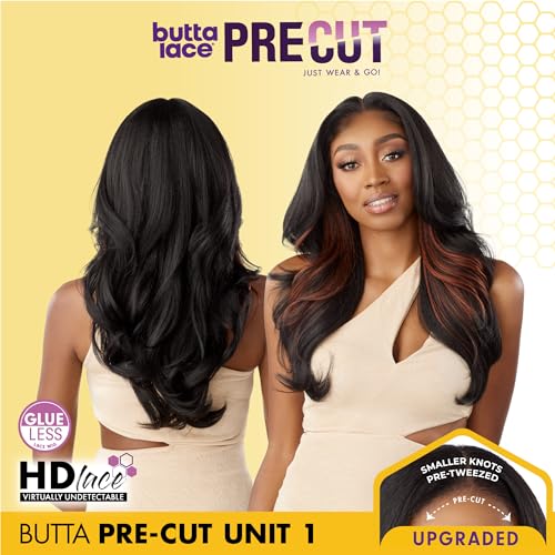 Sensationnel Butta Lace Precut Wigs - Unit 1 Glueless Extra Wide 5 Inch Deep Parting Synthetic Pre Tweezed Smaller Knot Hairline (SH/HONEY)