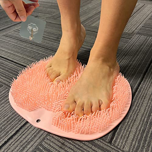 2PACK Shower Foot Scrubber Mat Back Washer Back Exfoliating Bath Wash Pad Wall Mounted Slip Suction Cups Foot Scrubber for Use in Shower Cups Foot Cleaner for Men and Women