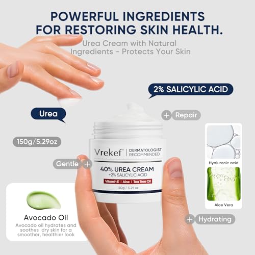 Urea Cream 40 Percent for Feet Maximum Strength, Urea Cream 40% Plus Salicylic Acid 2%, Foot & Hand Cream for Dry Cracked