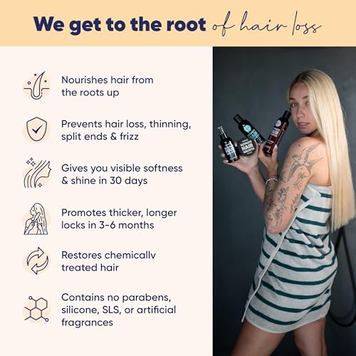 Moerie Shampoo and Conditioner Plus Hair Mask and Spray Mega Pack ? The Ultimate Growth Care ? For Longer, Thicker, Fuller Hair - Volumizing Products ? Paraben & Silicone Free - 4 items