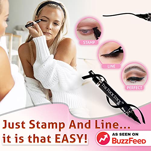 Winged Eyeliner Stamp For Quick and Easy Cat Eye Makeup, SmudgeProof & Waterpoof Eye Liner Cat Eye Stencil Makeup Tool, Wingliner, Liquid Eyeliner Pens (10mm Classic, Midnight Black)