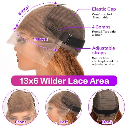 30 Inch Honey Blonde Wig Human Hair 13x6 HD Transparent Ombre Lace Front Wig Human Hair 4/27 Deep Wave Highlight Wig Glueless Curly Wigs for Women