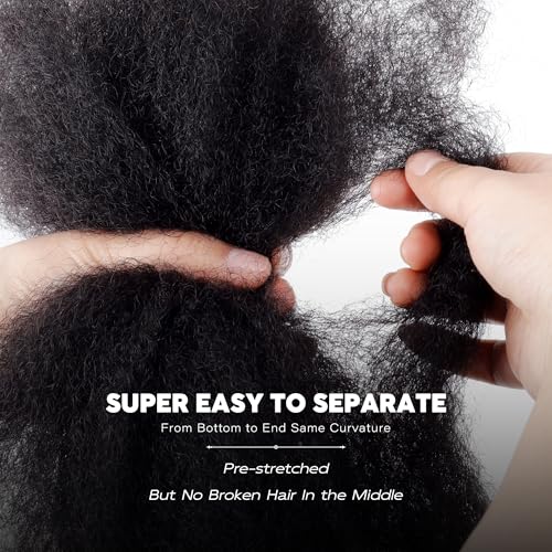 BLL Afro Kinkys Bulk Human Hair, 18 Inch 50 Gram 100% Human Hair for Mini Twist Braiding Dreadlock Loc Extensions Afro Kinky Curly Hair Bulk Black Color (1B, 18 Inch (Pack Of 1))
