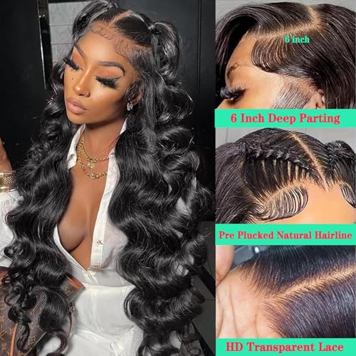30 Inch Lace Front Wig Human Hair Pre Plucked 200% Density Body Wave 13x6 Lace Front Wigs Human Hair HD Frontal Glueless Wigs Human Hair with Baby Hair