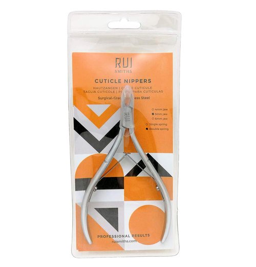 Rui Smiths Professional Cuticle Nippers | Precision Surgical-Grade Stainless Steel Cuticle Trimmer, Double Spring, 4mm Jaw (Quarter Jaw) and Stainless Steel Metal Pusher Style 106