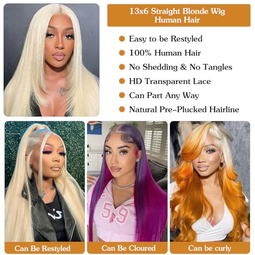 BZN 613 13x6 Lace Front Wig Human Hair 13x6 30 Inch 200 Density 613 Lace Frontal Wig Blonde Wig Human Hair Straight 613 HD Lace Frontal Wig Pre Plucked With Baby Hair