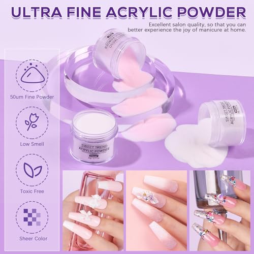 Beginners Nail Kit Acrylic Set: Professional Ultra-fine Acrylic Powder Kit with Everything - Starter Set with 600 Nail Tips Glitter Powder Nail Glue & Remover - Nail Art Supplies for DIY Home Salon