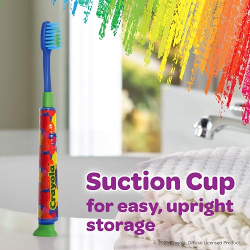 GUM Crayola Deep Clean Children¡¯s Toothbrush, Extra Soft Toothbrush for Kids, Suction Cup Base, Ages 4+, 1 Count(Pack of 4)