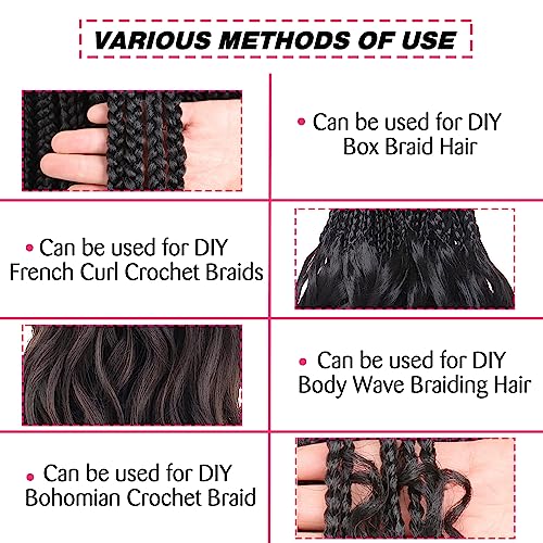 Unionbeauty 30 Inch 9 Packs Body Wave Braiding Hair Pre-Feathered Braiding Hair Ombre Ocean Deap Twist Synthetic Crochet Hair for French Curl Crochet Braids Easy Braids Hair Extension for Women (T30#)